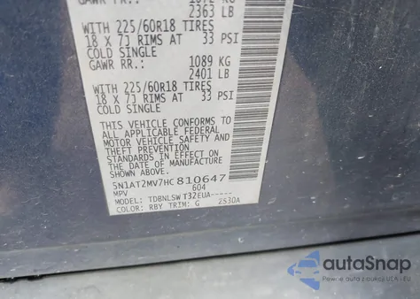 2017 Nissan Rogue Sl from USA, damaged, VIN 5N1AT2MV7HC810647